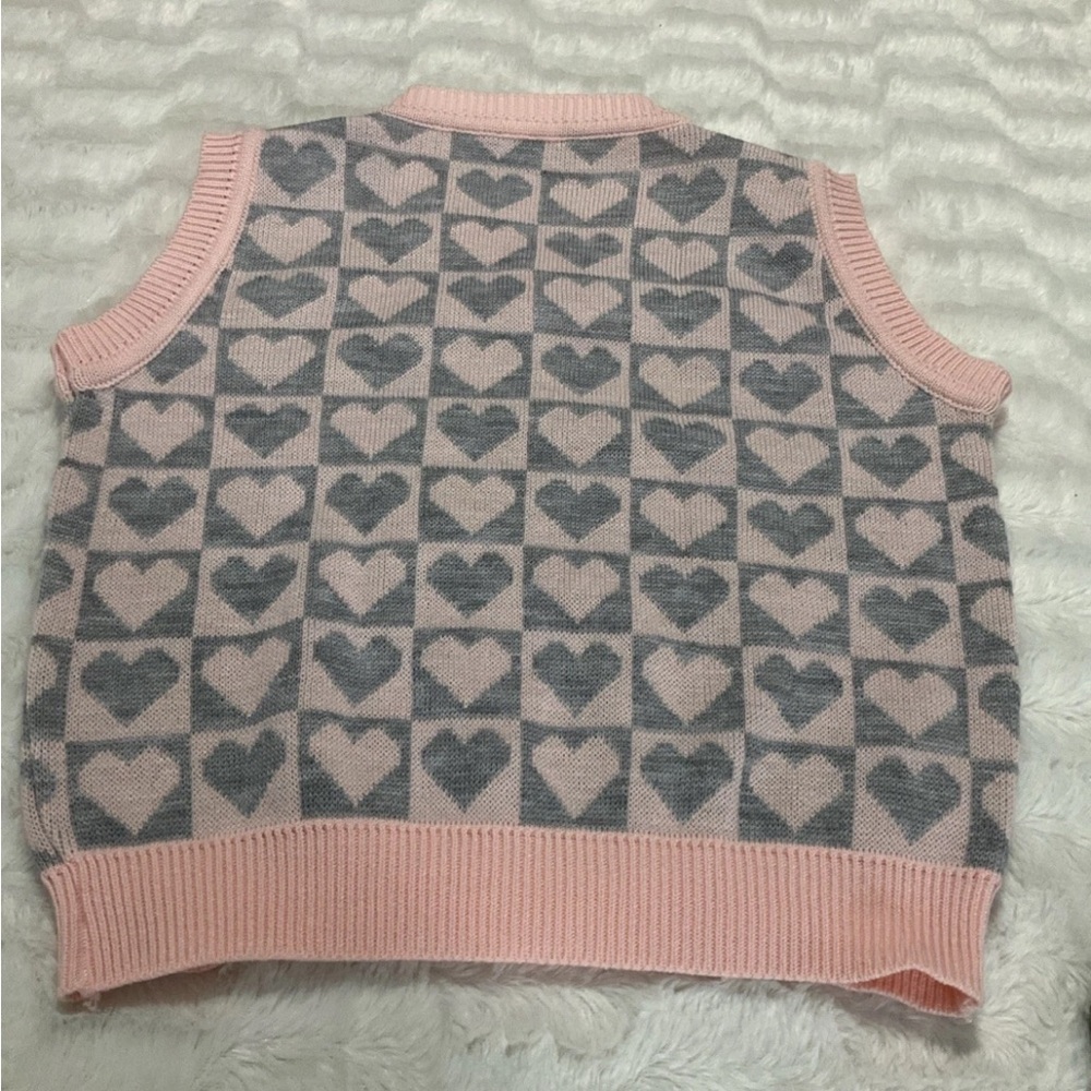 Trejidos Richard Women’s Size‎ S Sweater Vest Pink/Gray Heart Design - Picture 6 of 9